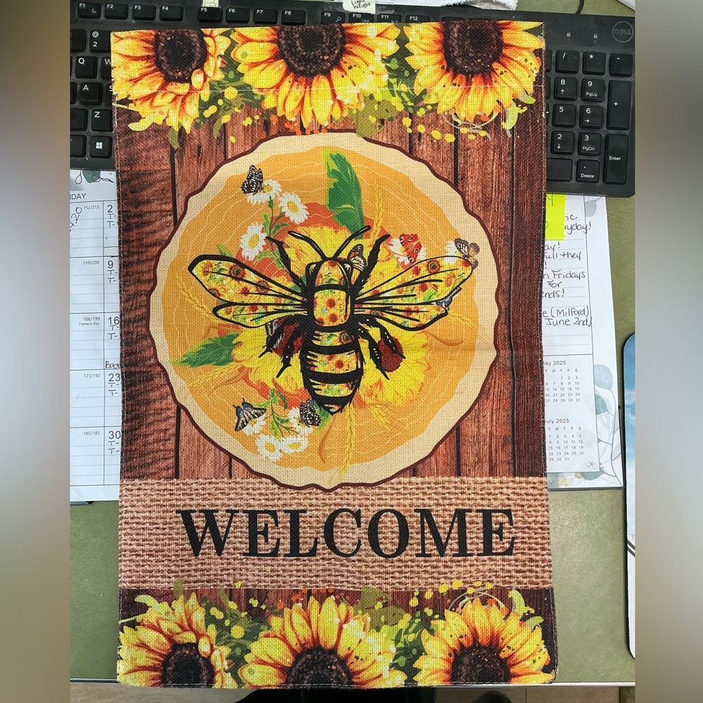 Sunflower and Bee Small Garden Flag